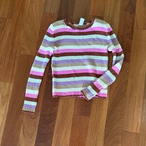 Carter's Ribbed Top with Pink, Brown, and Tan Stripes